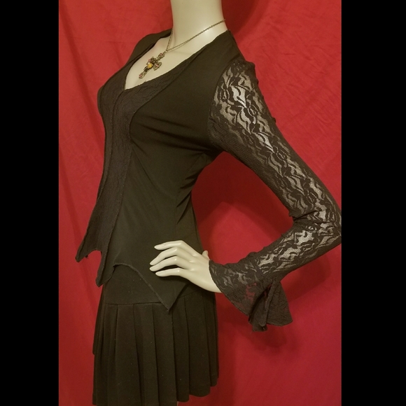 ‼SOLD‼Lace "Coven" themed Bell Sleeved top - Picture 3 of 6